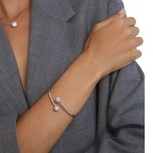 Eliot Danori Bracelet Cubic Zirconia Bypass Bracelet Silver Tone Open Cuff‎